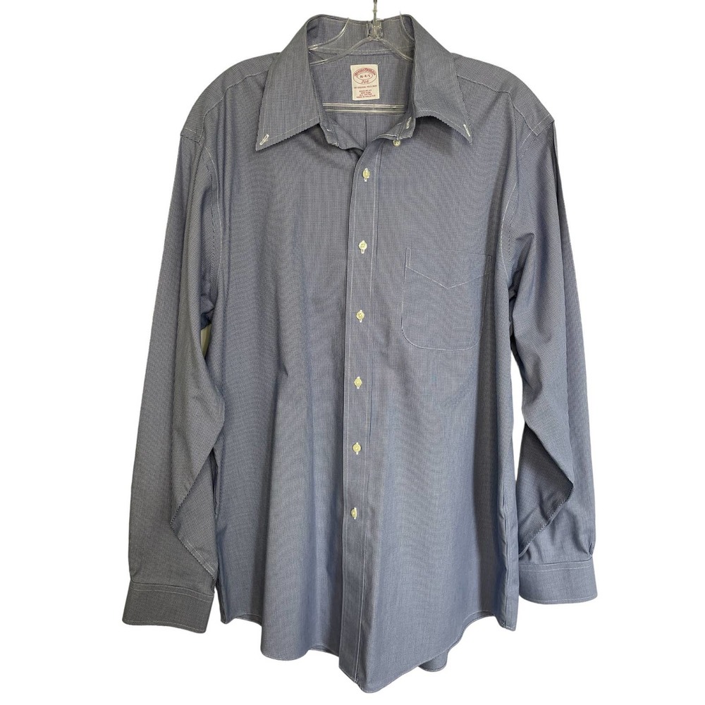 Brooks Brothers Men's Button Down Shirt Blue Non-Iron Slim Fit Size 16 4/5